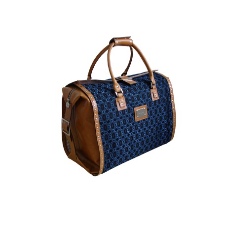 Blue Leather Travel Bag