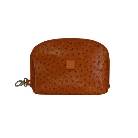 Tan Ostrich Leather Multifunction Bag