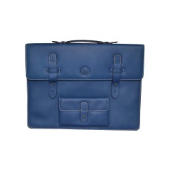 Blue Leather Messenger Bag