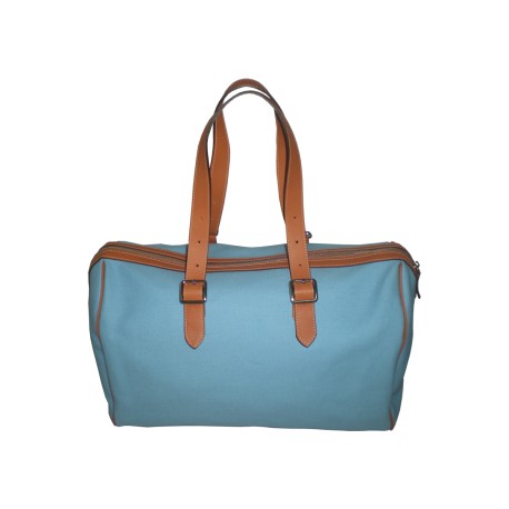 Turquoise Canvas Weekend Handbag