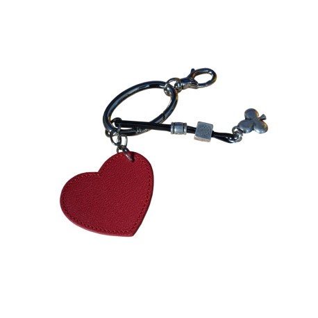 Leather Keychain Red Heart