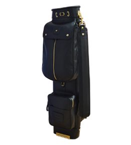 Elegant Black Travel Leather Golf Bag made in high quality leather