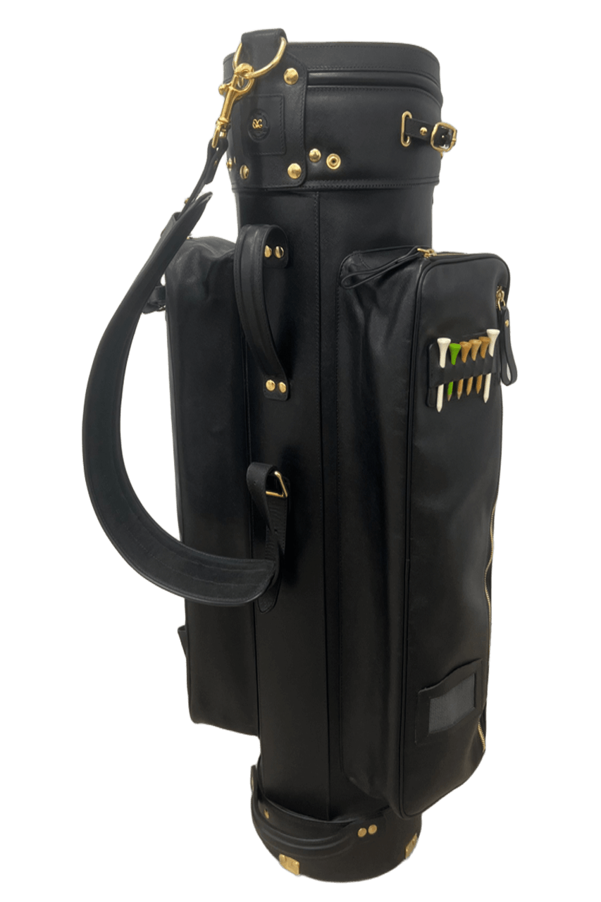 BLACK LEATHER GOLF BAG