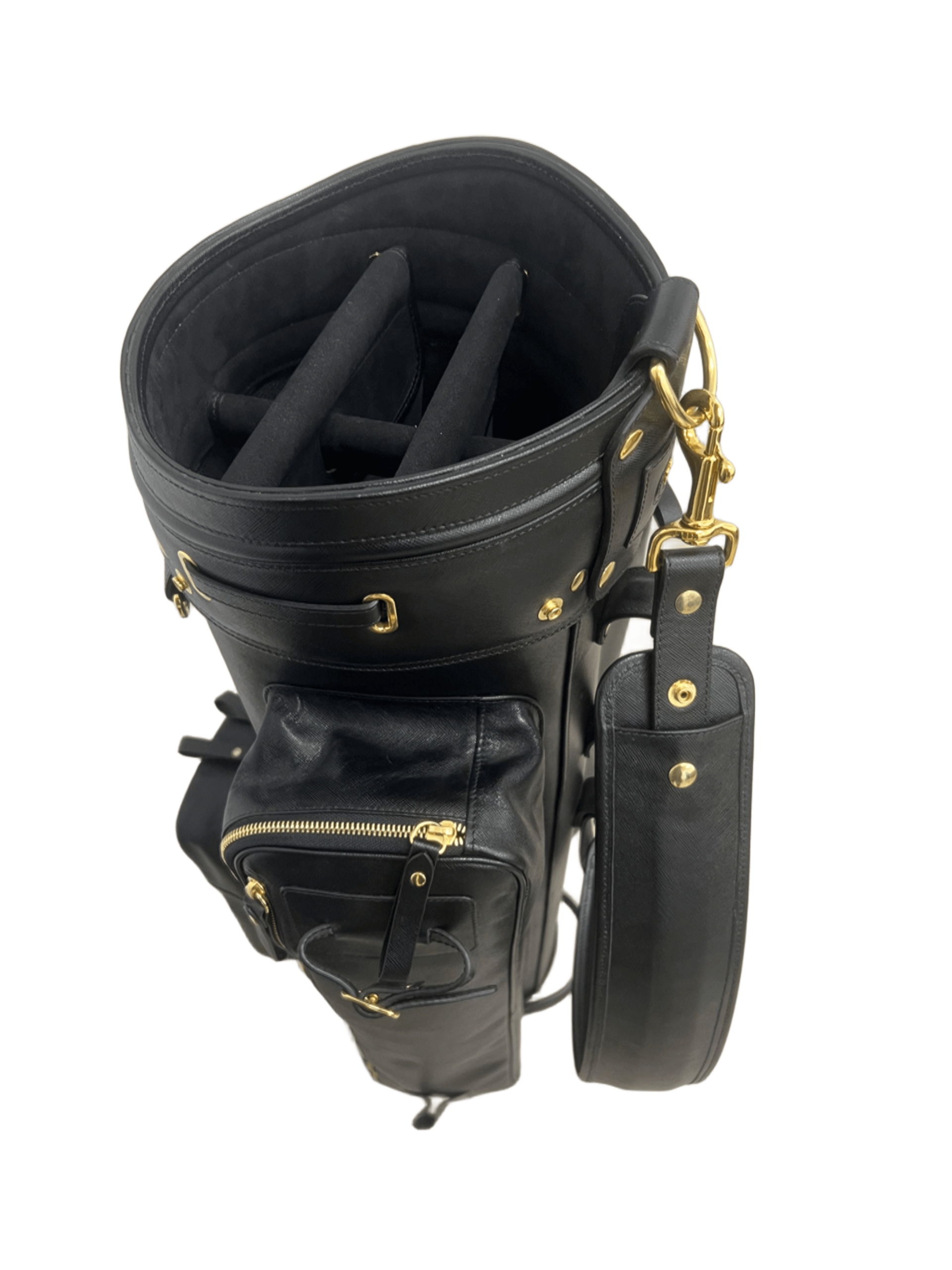 Bolsa de Golf en piel Negra detalles