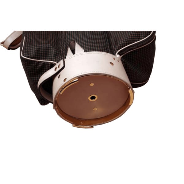 Reinforced base of the golf bag with metal studs for extra durability.