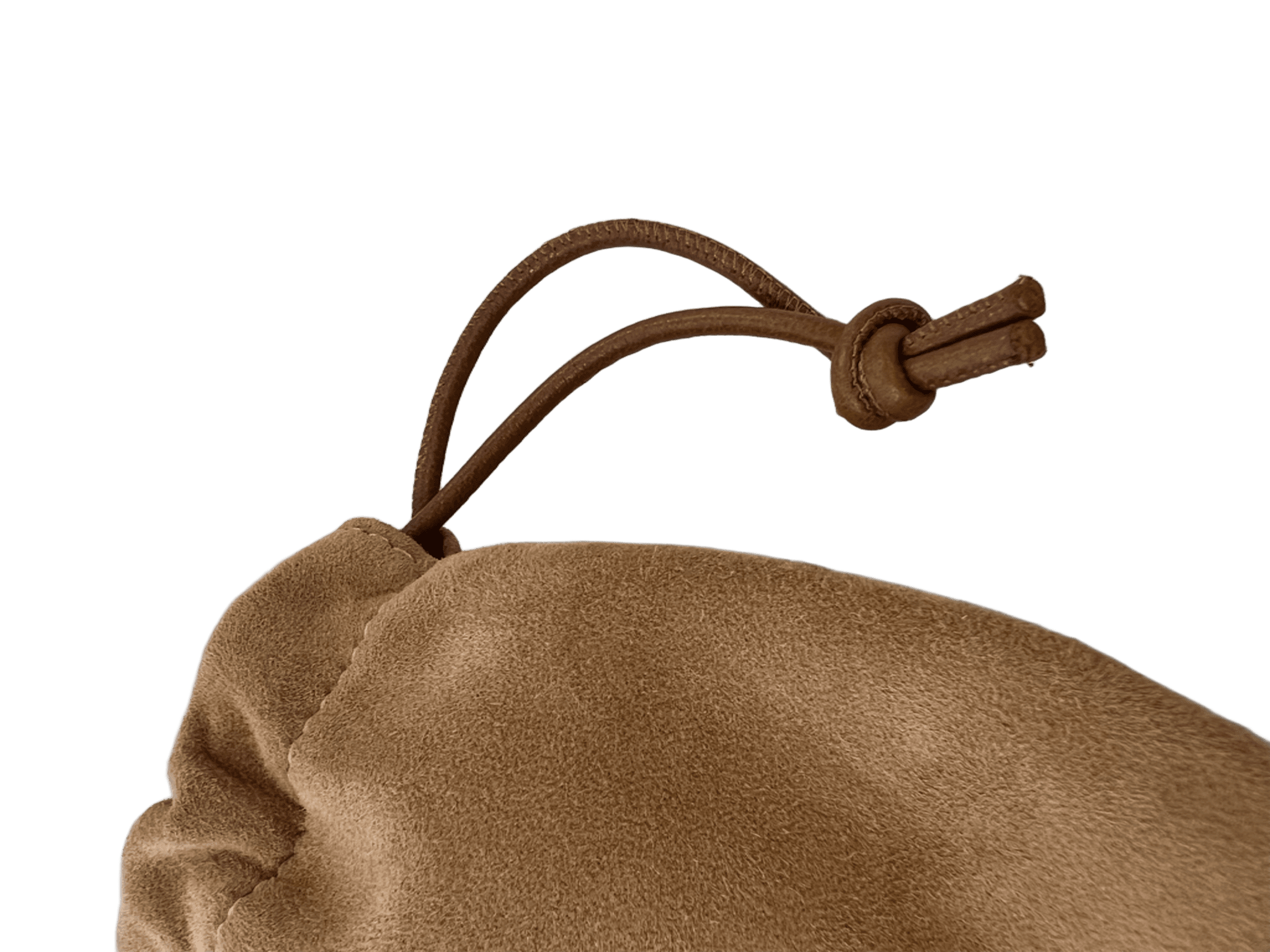 Bolsa porta tees piel ante marrón detalle