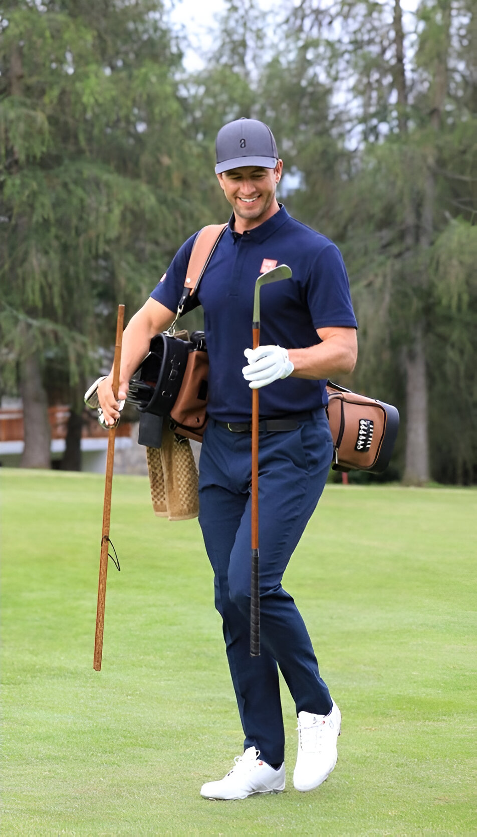 Golfer with golf bag