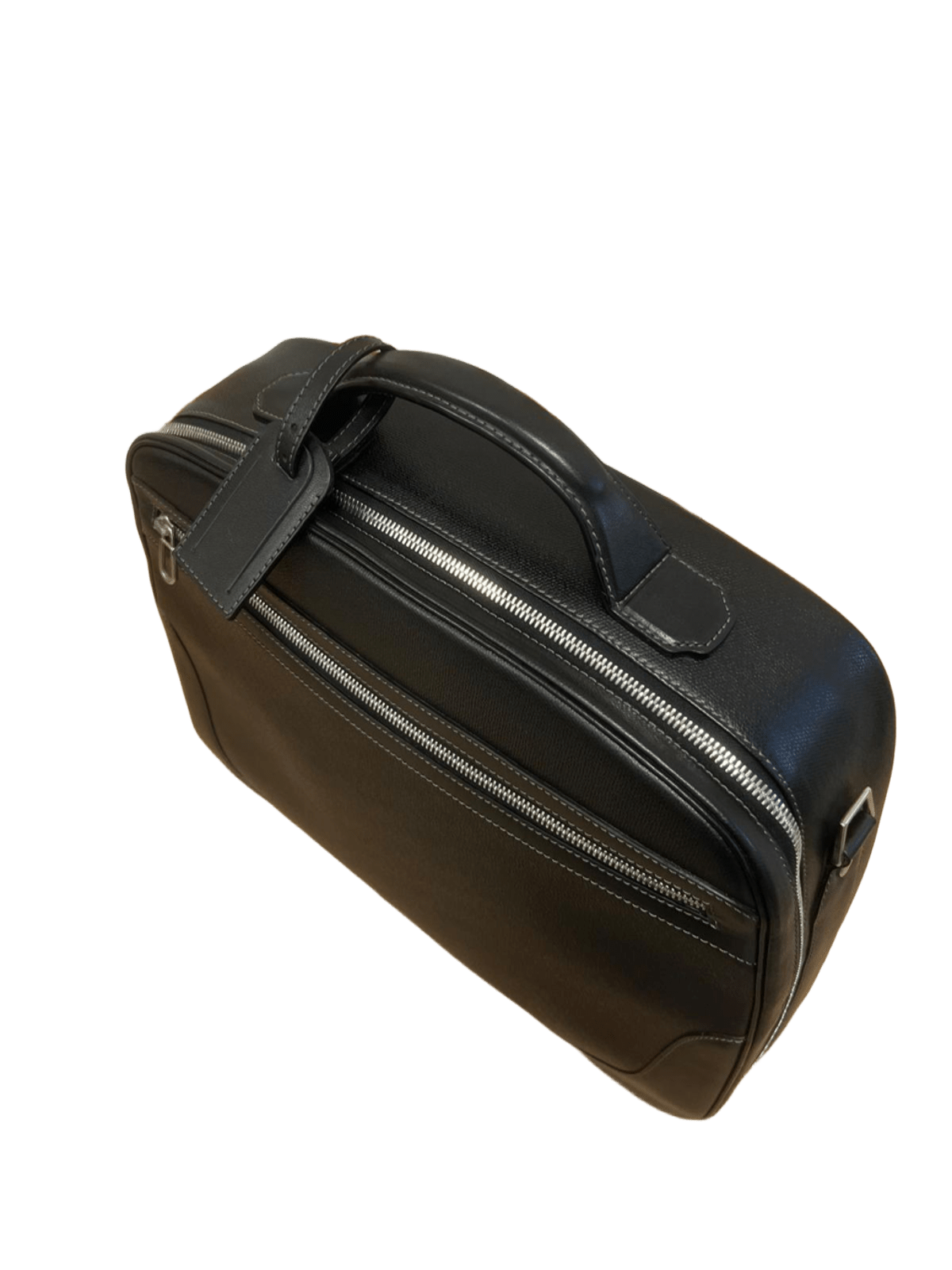 Maletín de piel negro girada
