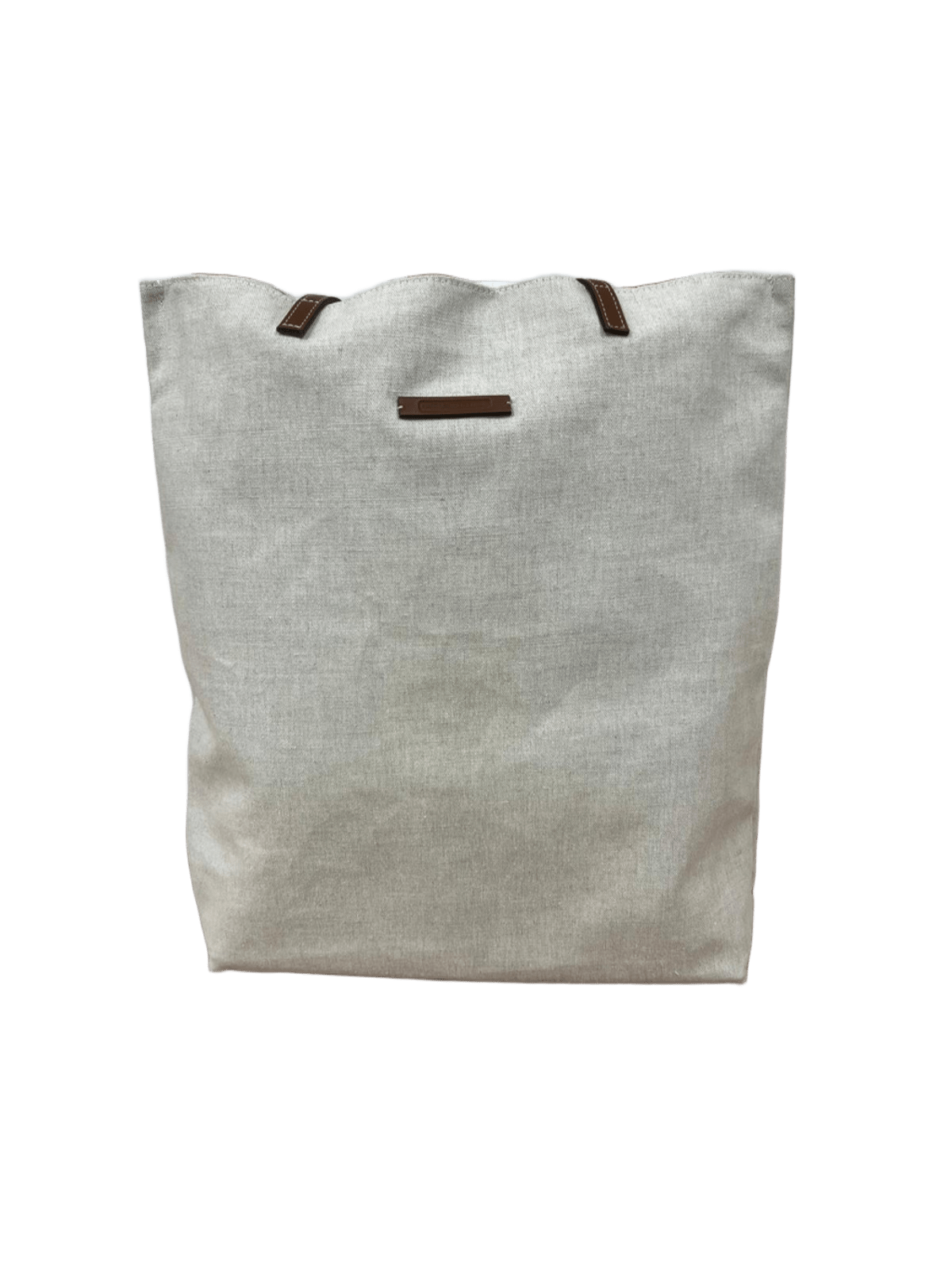 Bolso shopping de lino y piel sin azas