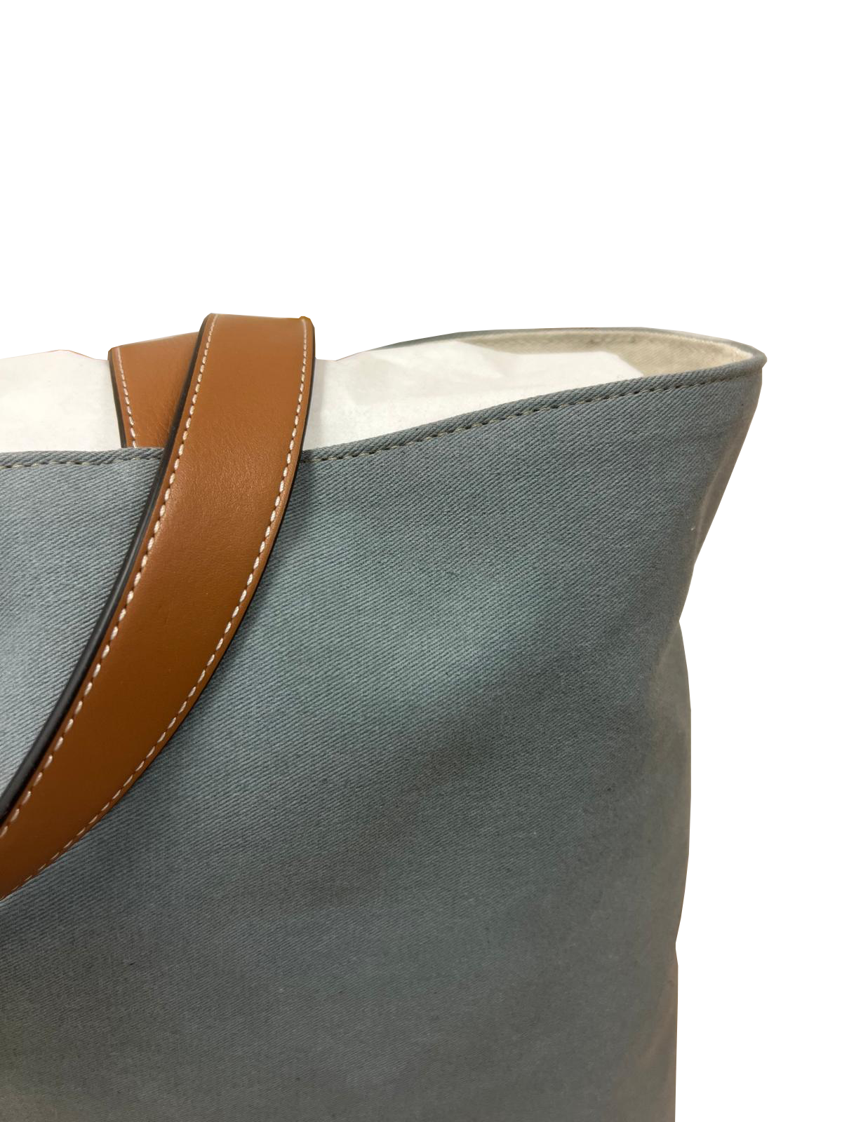 Bolso unisex lona azul piel marron vista aza derecha