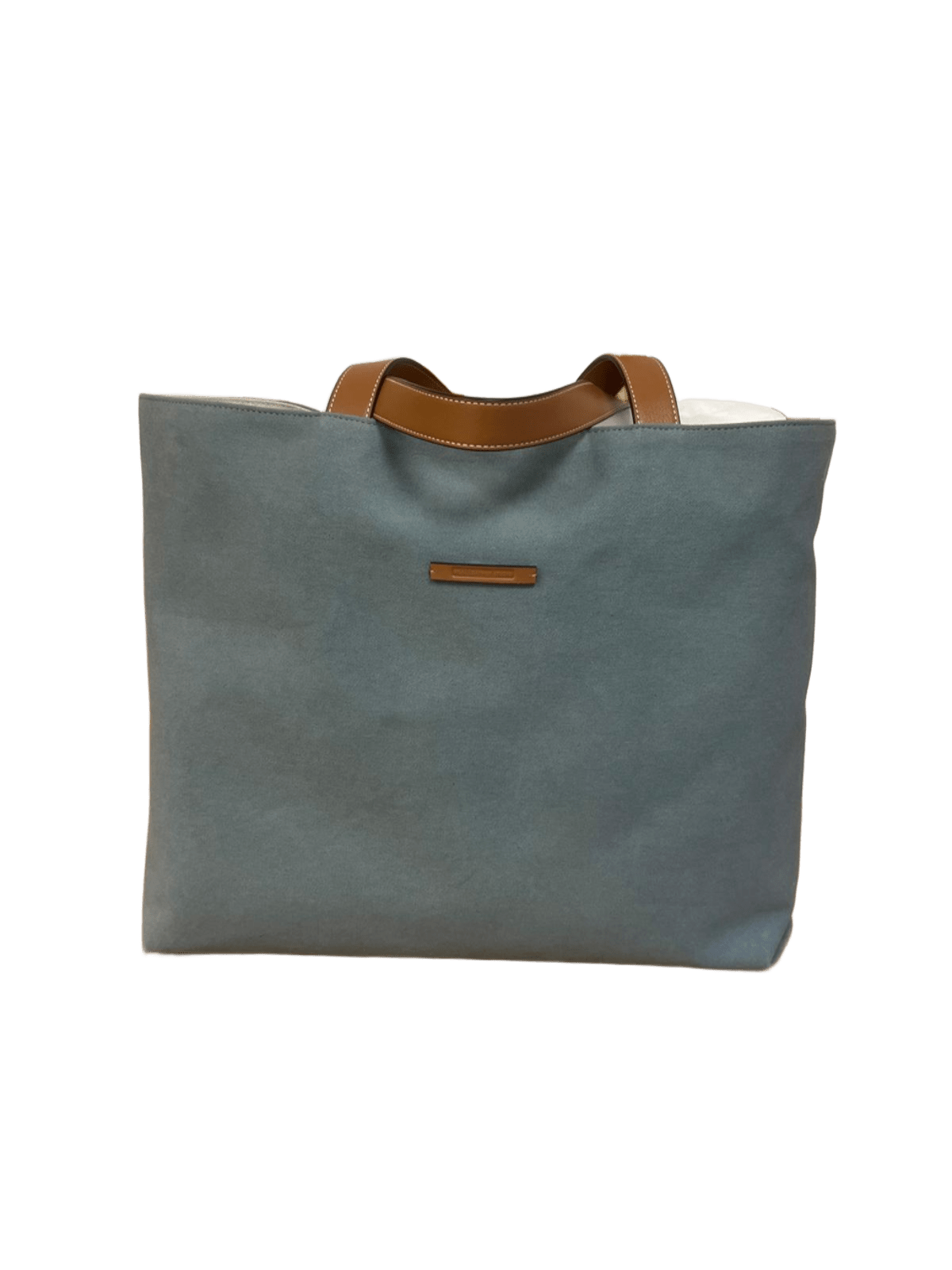 Bolso unisex lona azul piel marron vista frontal