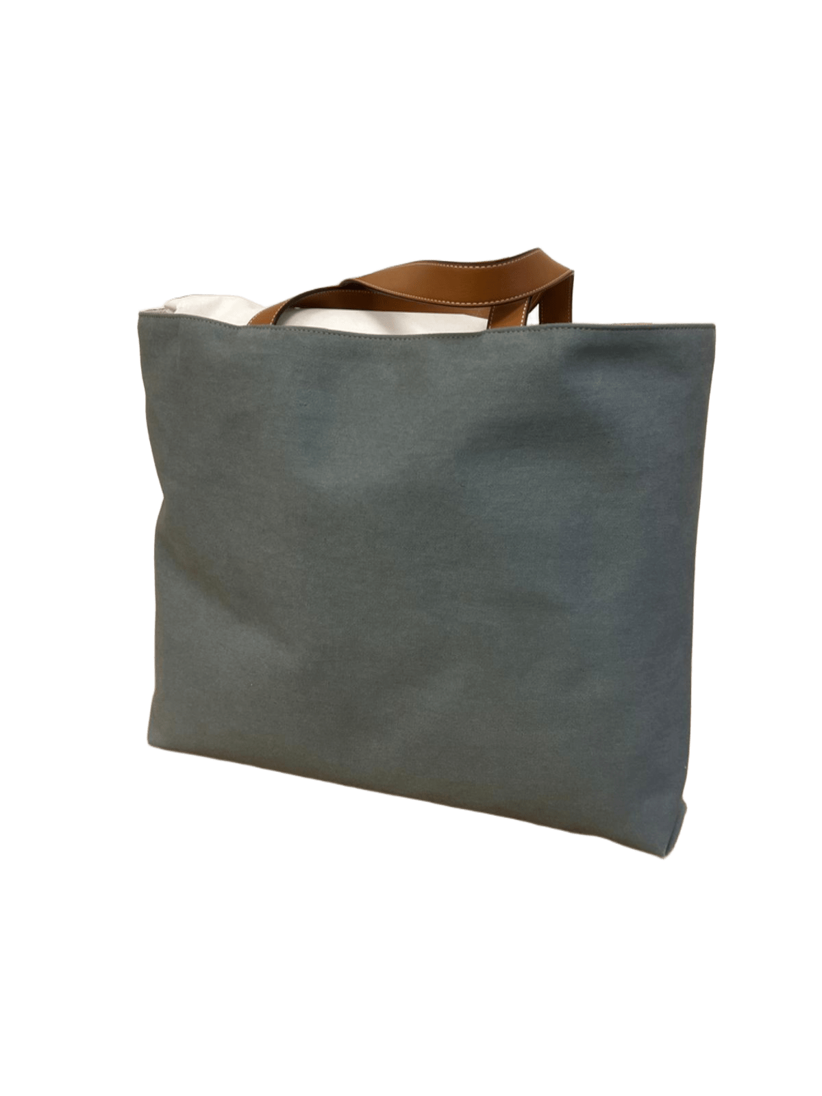 Bolso unisex lona azul piel marron vista trasera