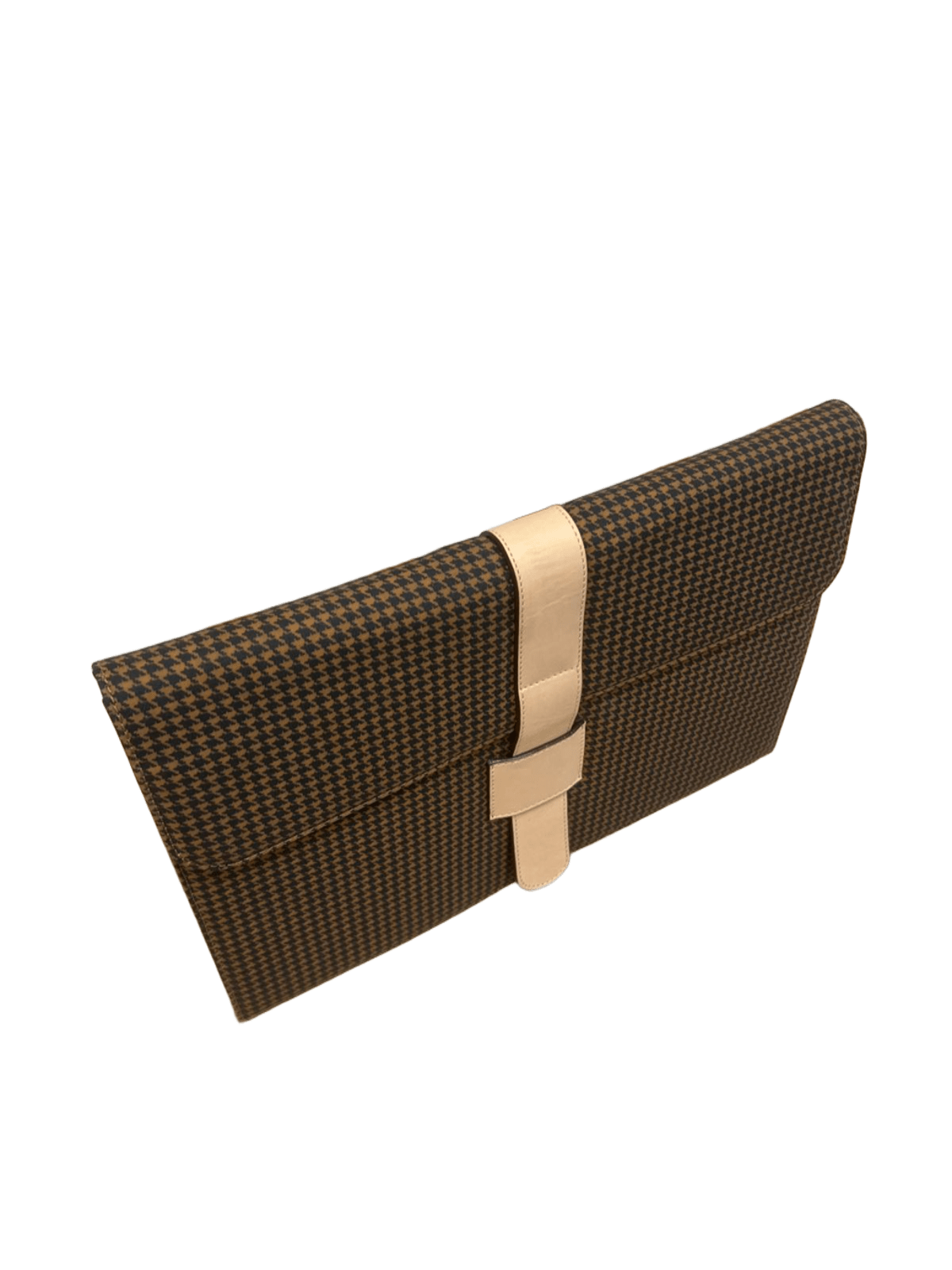 Portadocumentos lona piel vista frontal girada