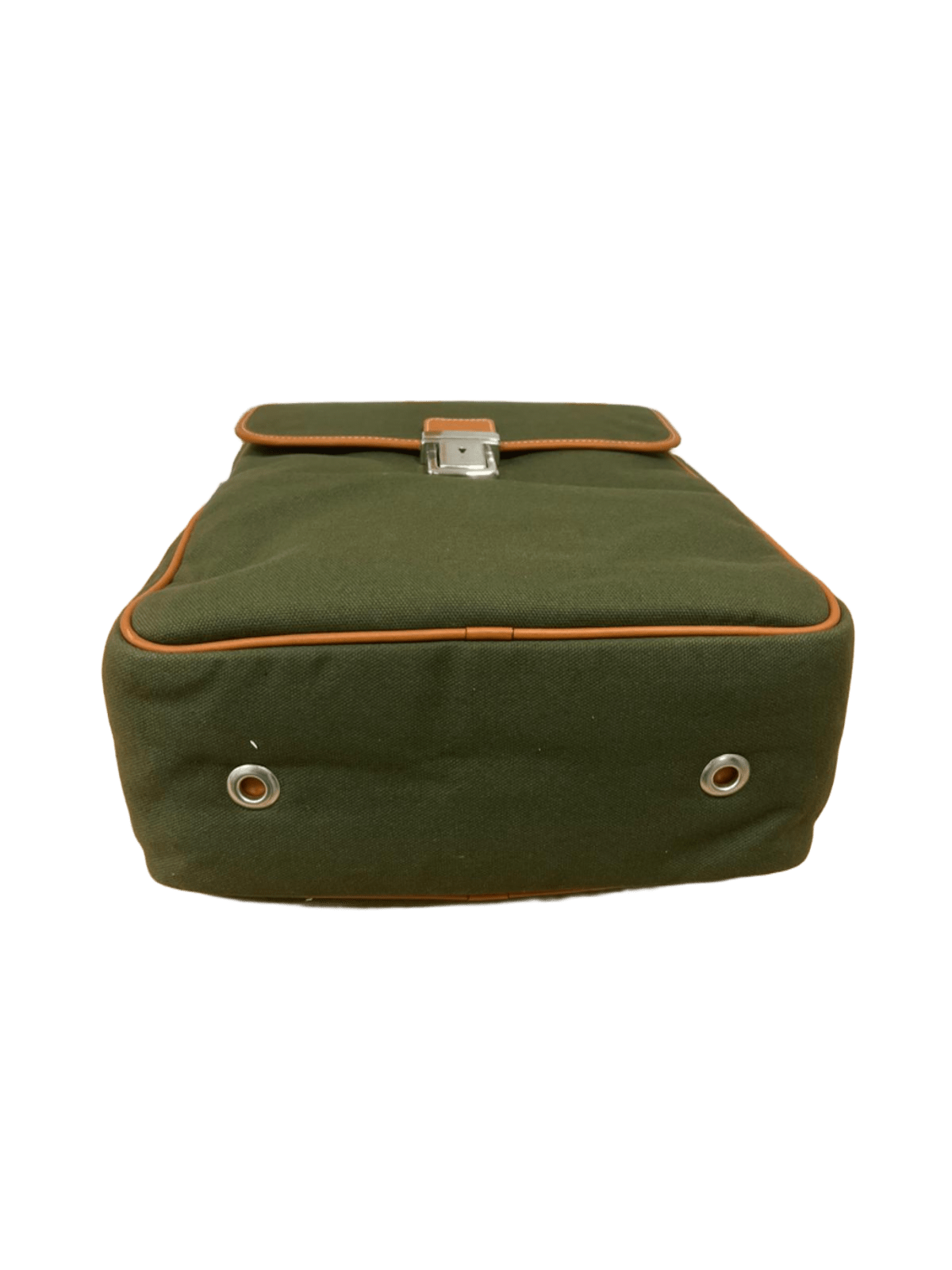 Zapatero lona verde piel marrón tumbado