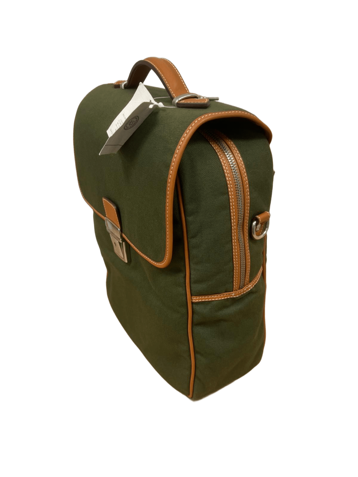 Zapatero lona verde piel marrón vista lateral