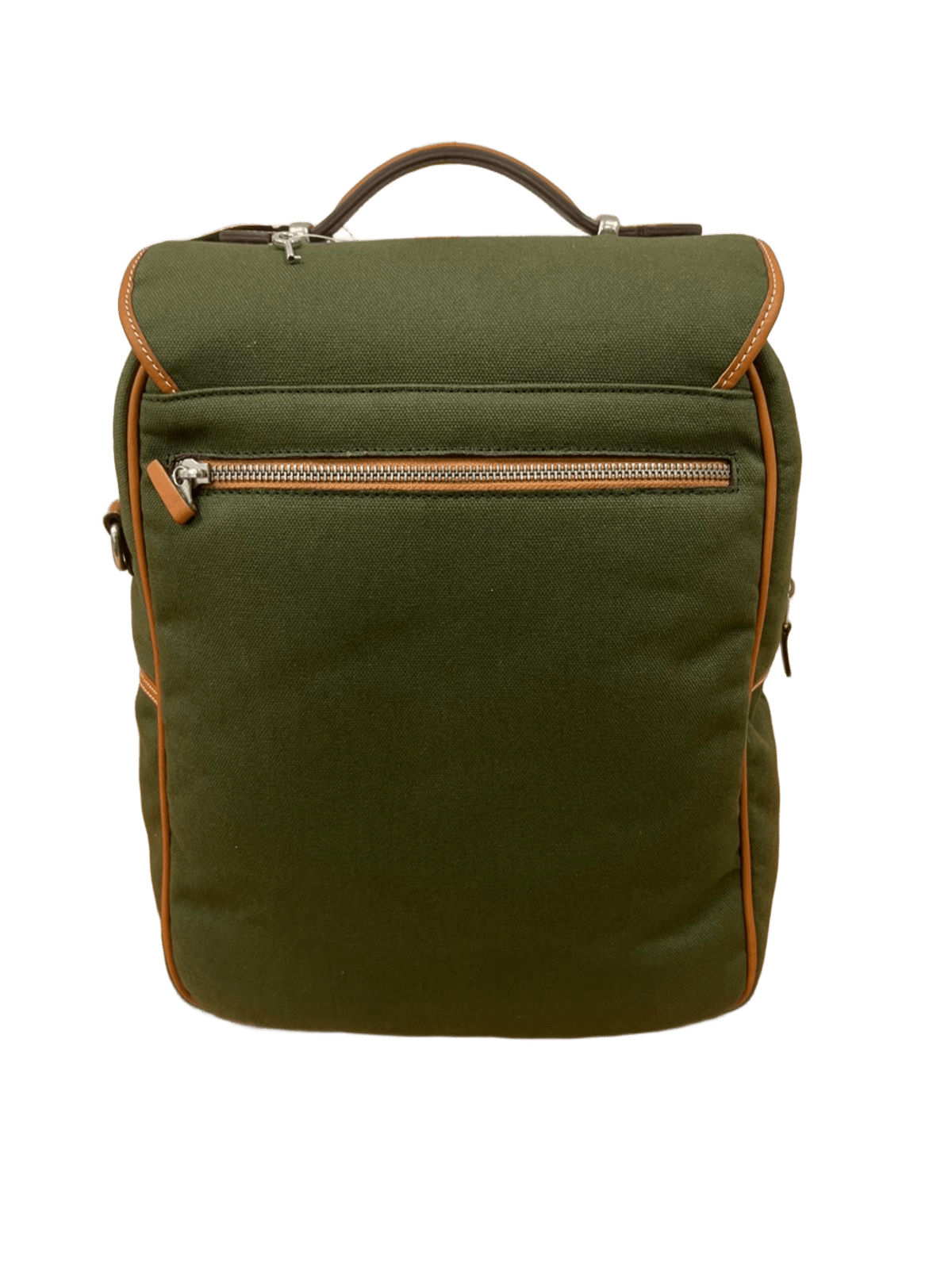 Zapatero lona verde piel marrón vista trasera