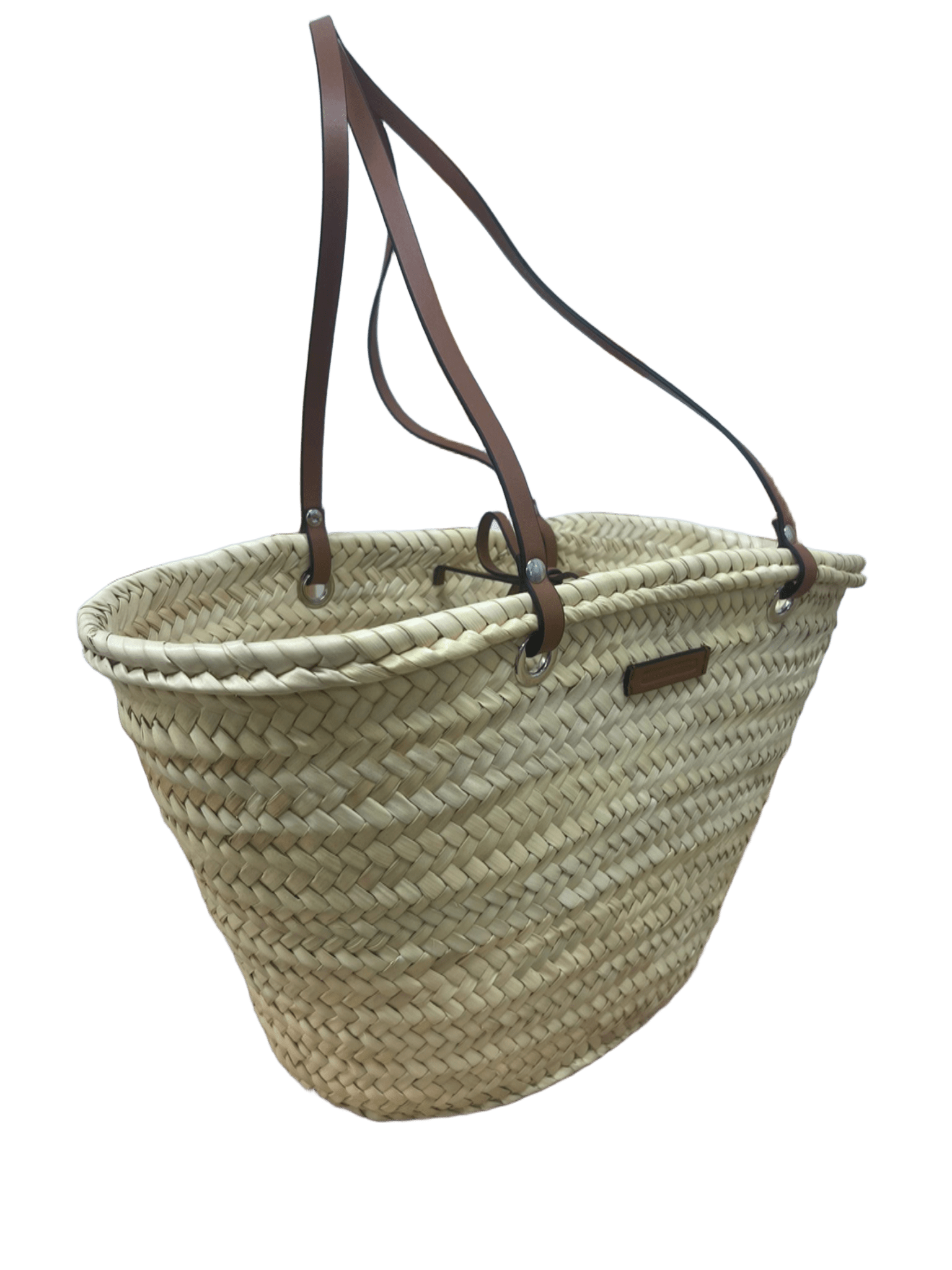 Bolso capazo hoja palma charm estrella mar piel vista derecha