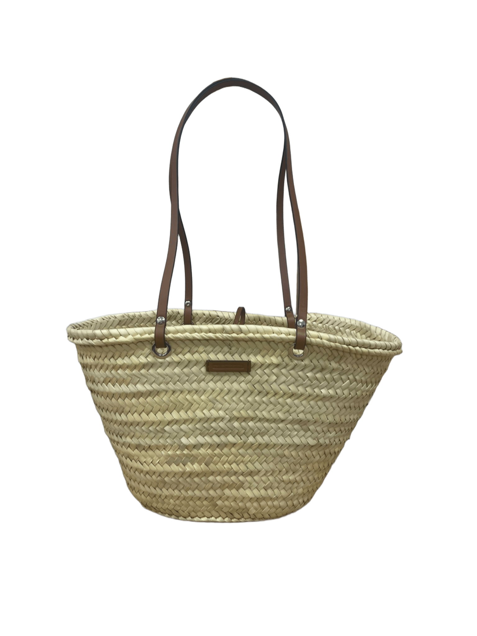 Bolso capazo hoja palma charm estrella mar piel vista frontal