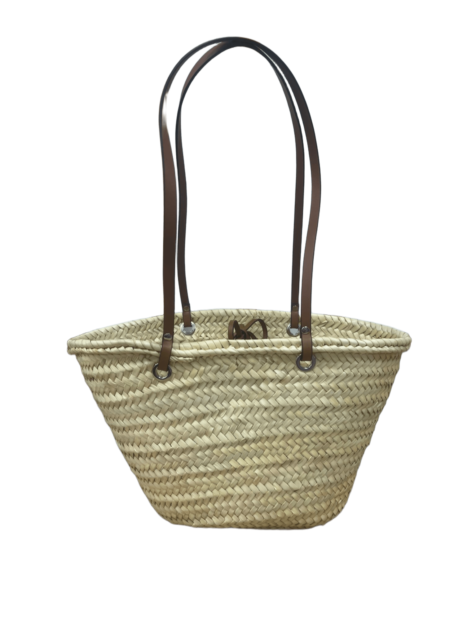 Bolso capazo hoja palma charm estrella mar piel vista trasera