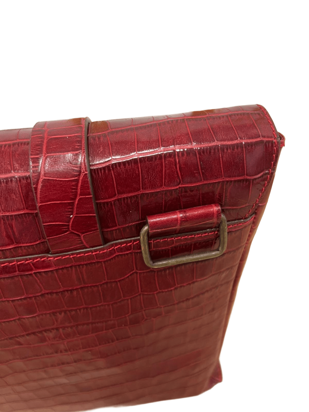 Bolso messenger piel cocodrilo rojo hebilla