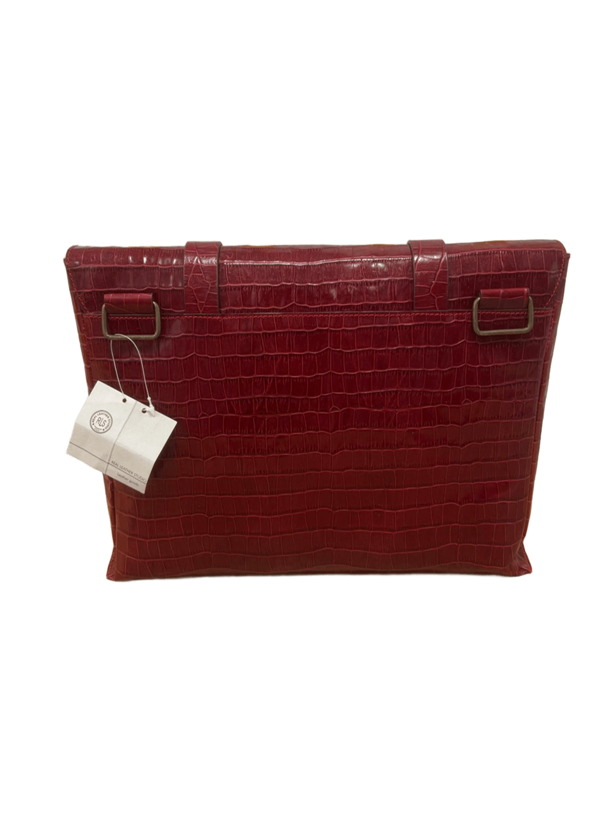 Bolso messenger piel cocodrilo rojo vista trasera