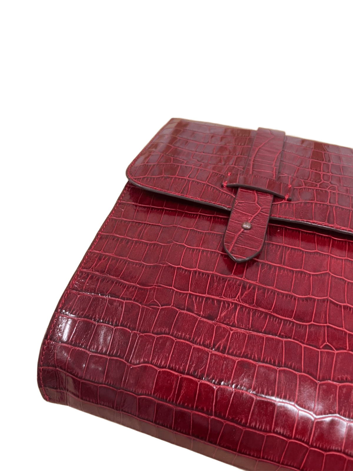 Bolso messenger piel cocodrilo rojo zoom