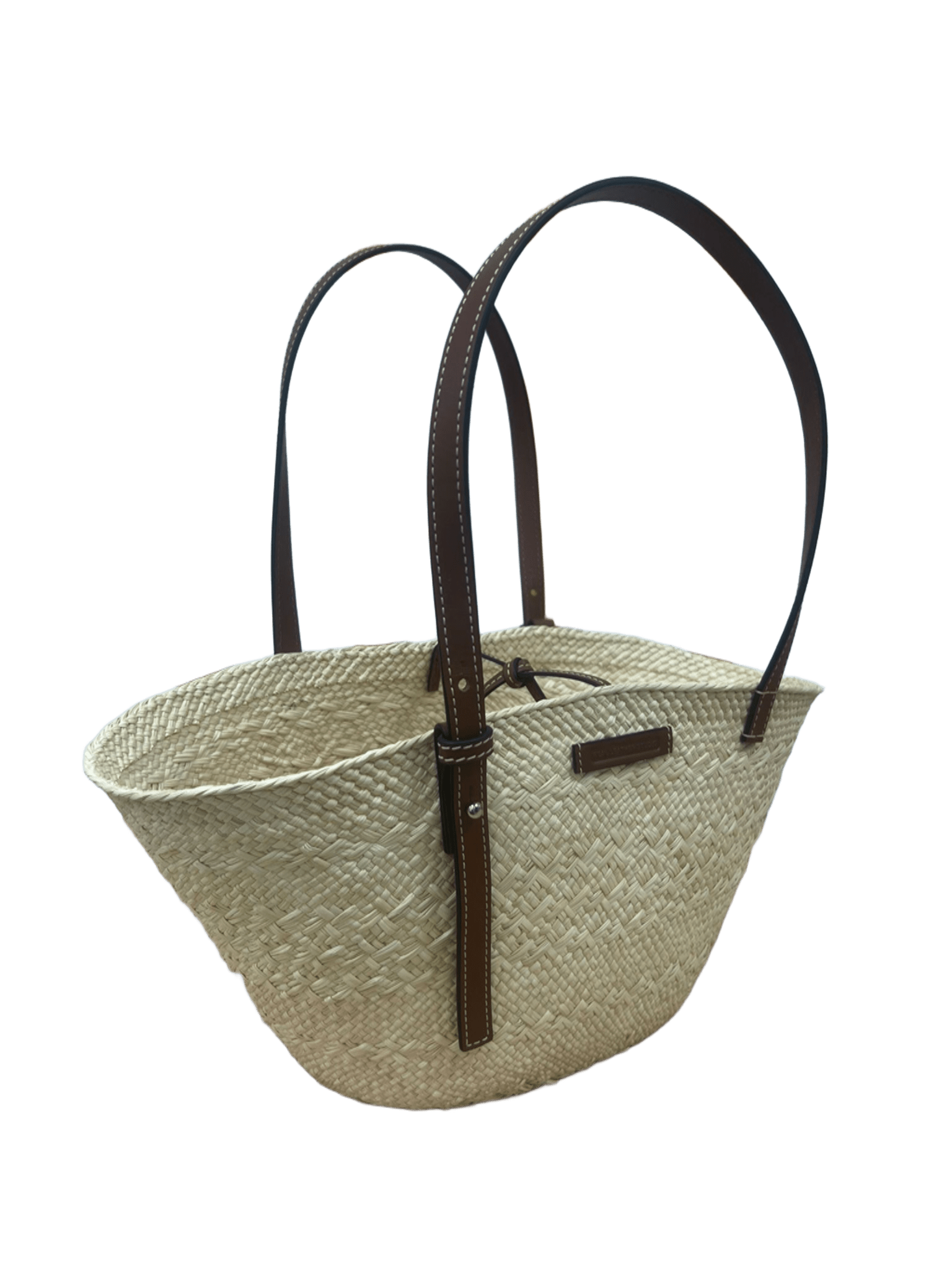 Bolso capazo palma de Iraca y piel marrón vista derecha