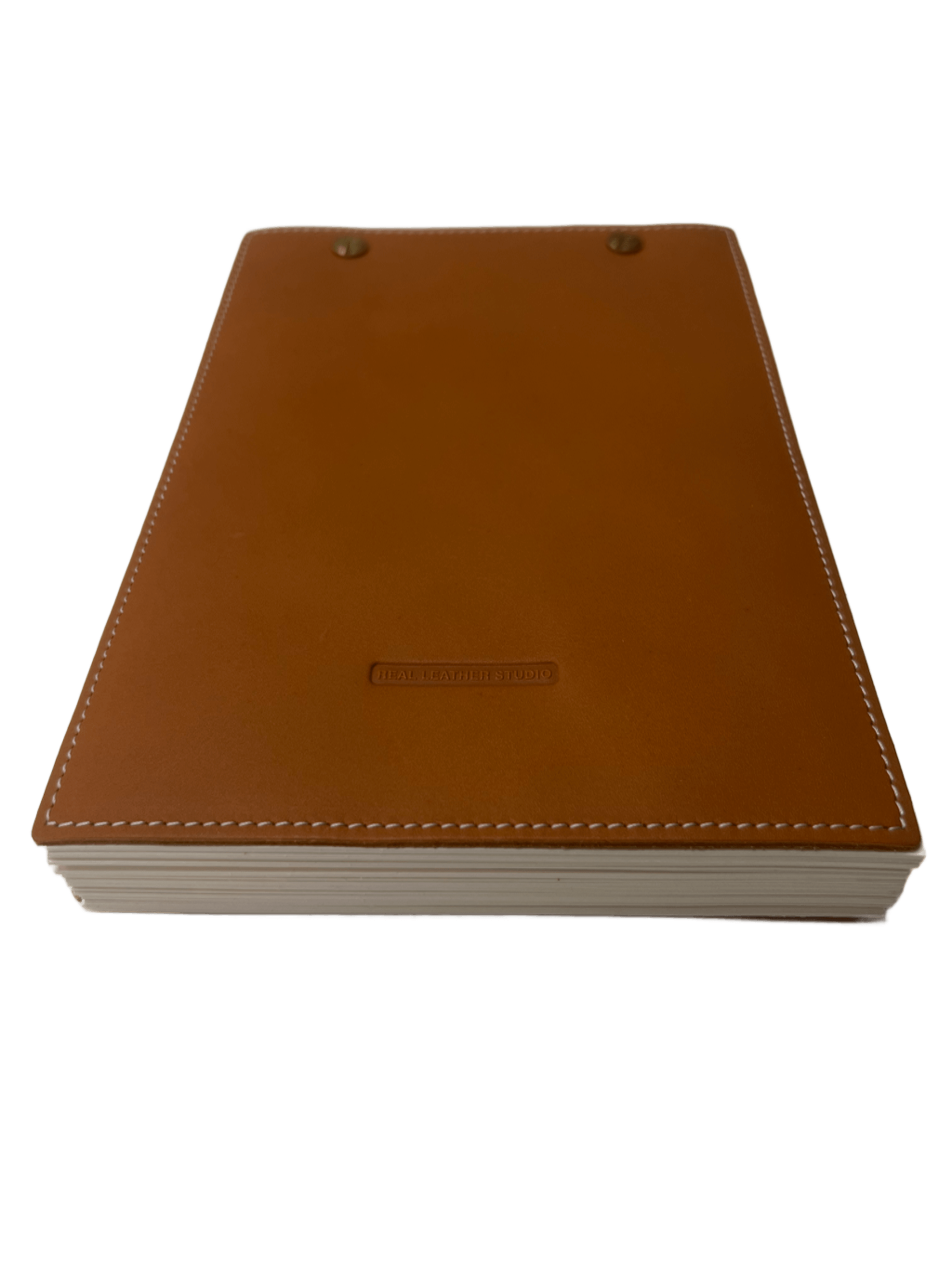 Cuaderno de piel marrón frontal