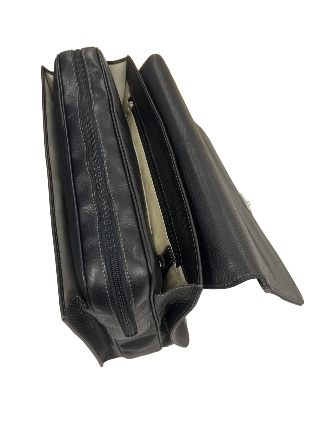 Maletín de piel negro vista interior