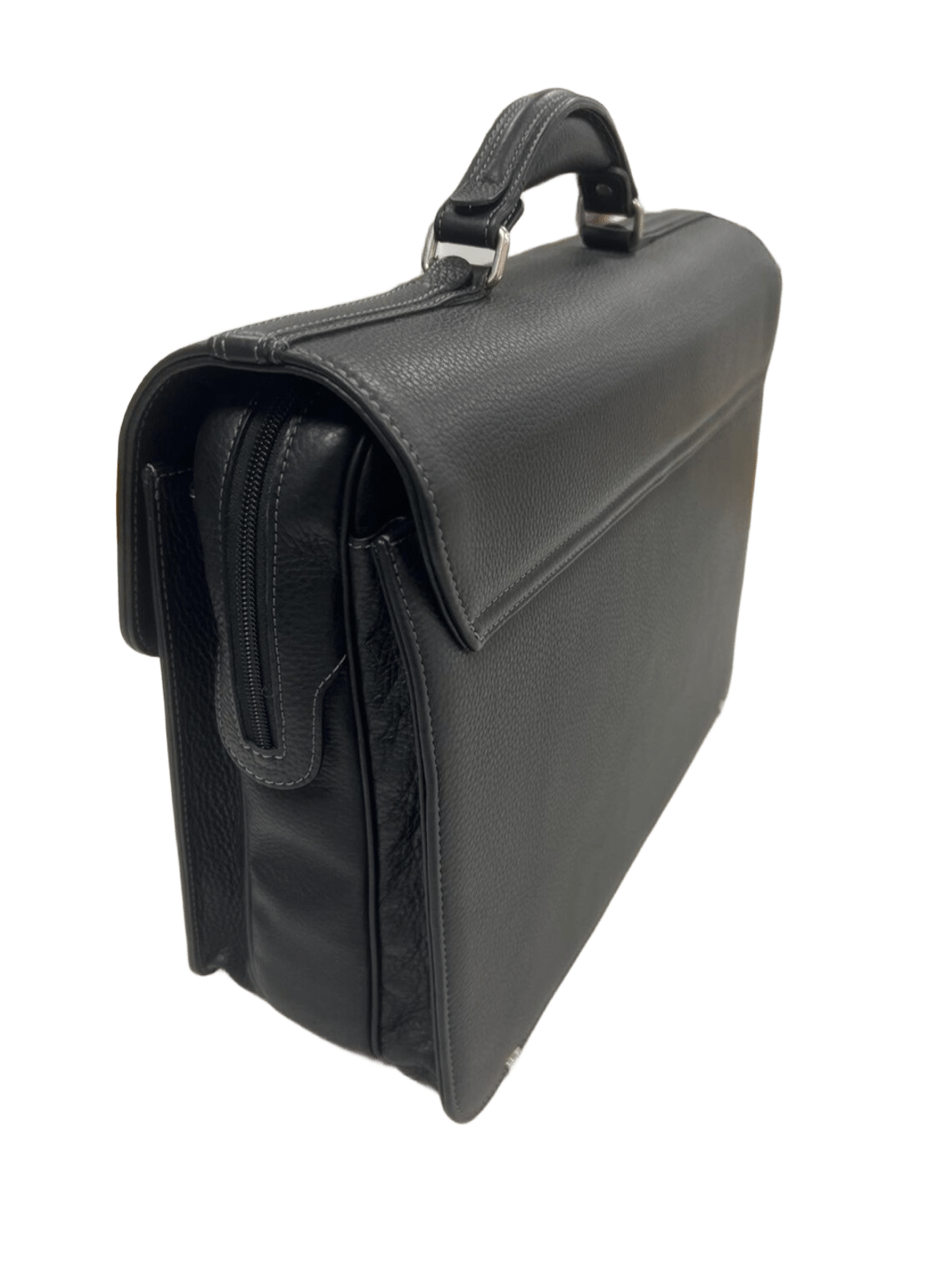Maletín de piel negro vista lateral