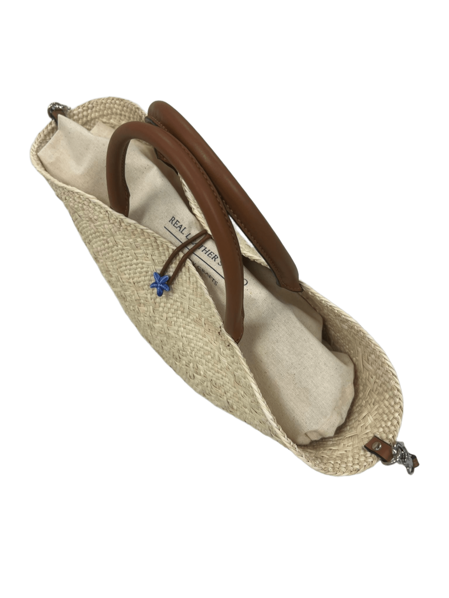 Bolso capazo palma asas bandolera piel vista superior