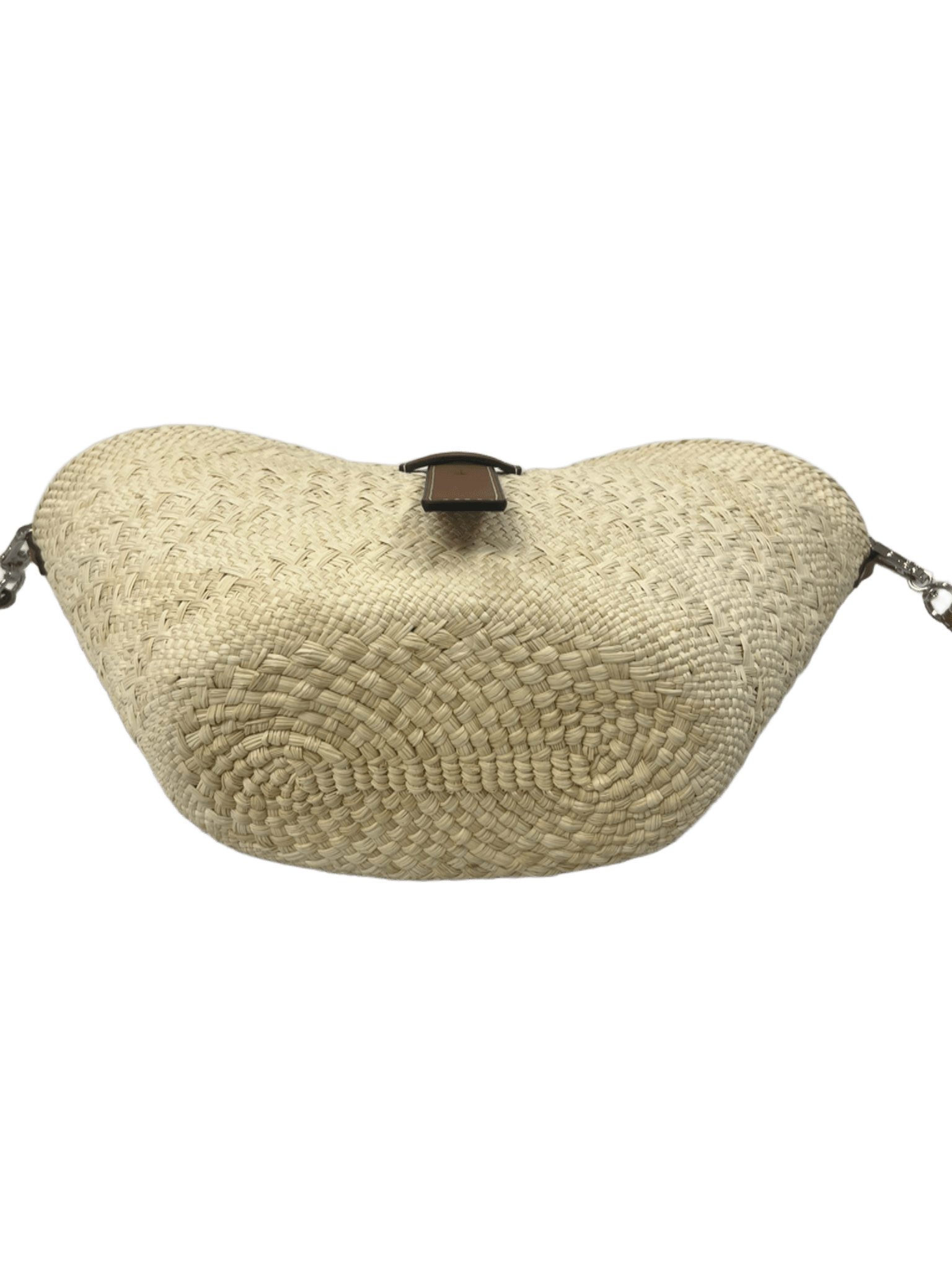 Cesta rafia natural cierre bandolera piel vista inferior