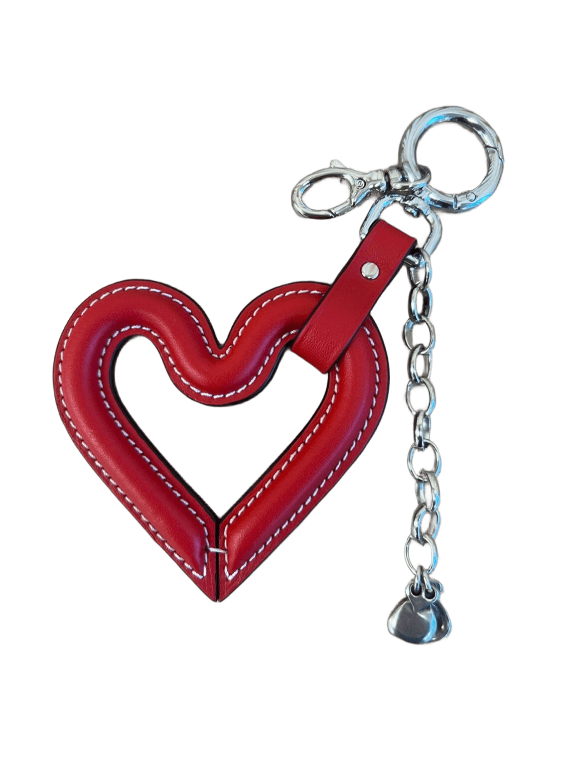 HEART-SHAPED LEATHER BAG CHARM