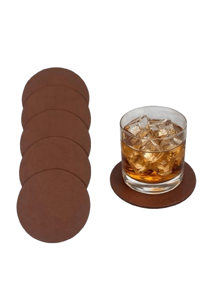 POSAVASOS REDONDOS DE PIEL – SET 6 UNIDADES