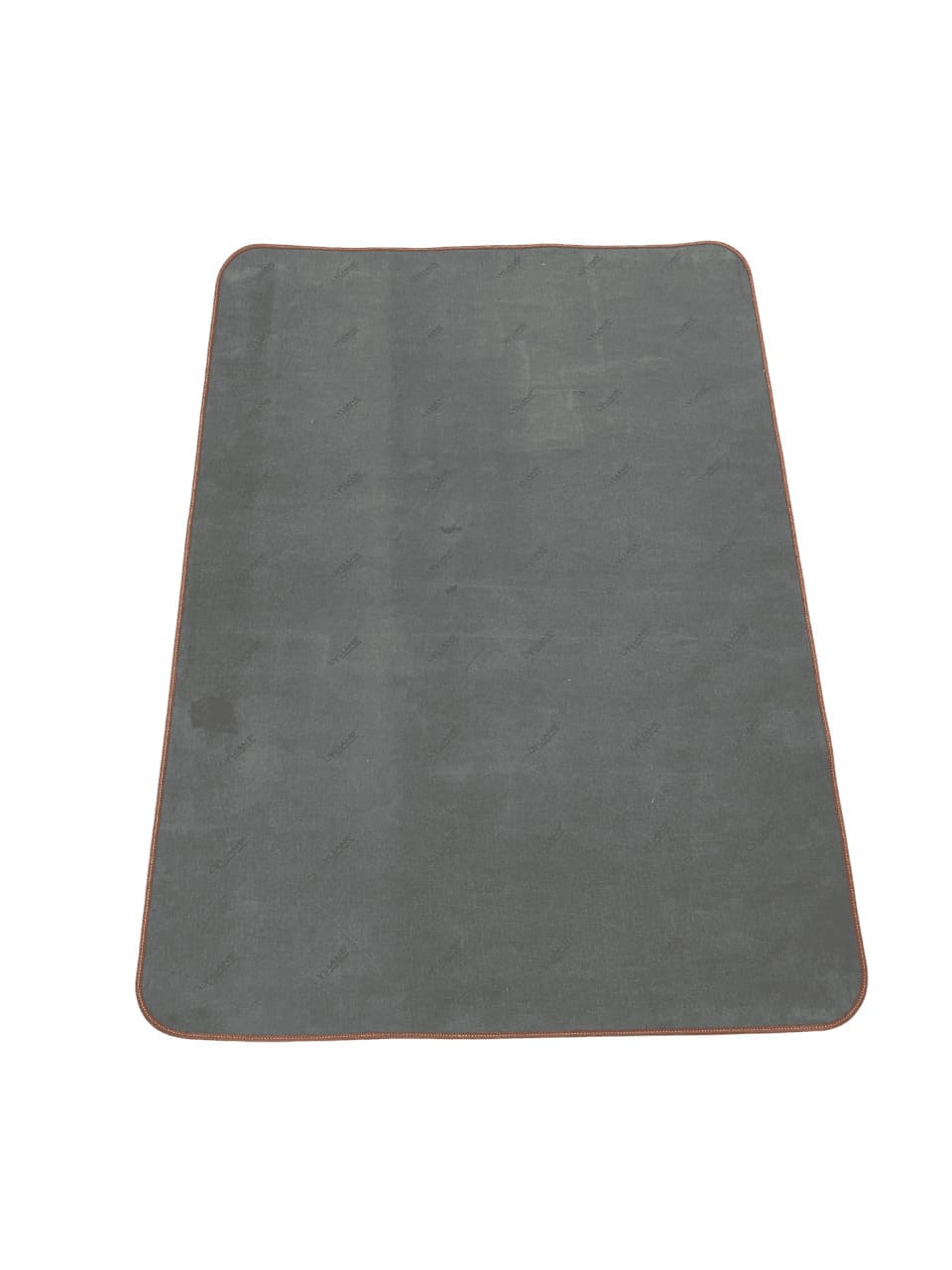 Rear view of the pet food mat featuring a soft grey surface to protect delicate floors.